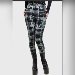 Killstar Black and Gray Plaid Skinny Pants Size S and M